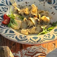 Half of Tagliatelle tartufata plate at Veja's in Krk