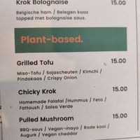 Deel van het menu met de plant based croques. at Bar Pur in Antwerpen