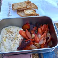 "half menu" (1 starter, 1 main) in own box 6,20€ at La Carmanyola in Girona