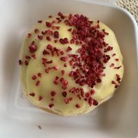 Lemon and raspberry  at Golden Glaze Dougnuts  in Worcester