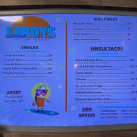 Current menu  at Leroy's Taco Shop in Durham