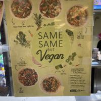 Poster promoting Vegan items  at Thai Express  in Kitchener