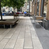 Outside seating   at Bombay Sandwich Co. in New York City