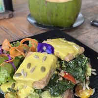 Tofu toast vegan Benedict  #Veganuary at Selem Gadang Healthy Food in Canggu