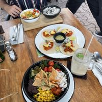 Taco bowl, tacos and tofu curry at Bio & Natural - Con Constituyentes in Playa Del Carmen