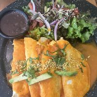 Vegan breakfast enchiladas (sub egg for tofu)  at Bio & Natural - Con Constituyentes in Playa Del Carmen
