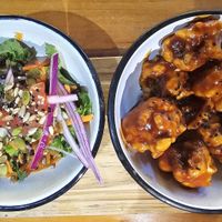 vegan boneless with salad . at Bio & Natural - Con Constituyentes in Playa Del Carmen