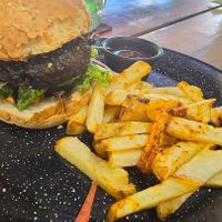 Portobello mushroom burger..yum at Bio & Natural - Con Constituyentes in Playa Del Carmen