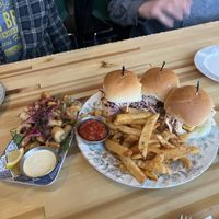 Our friend thought the calamari was octopus! Easy to do greener by default    at Buffalo Rouge Brewing in Kelowna