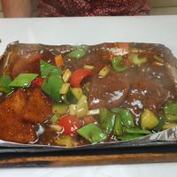 Sizzling 'beef' in black pepper sauce at Gong De Lin in Melbourne