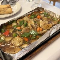 Delicious teppanyaki mushrooms and spring rolls  at Gong De Lin in Melbourne