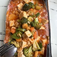 Sizzling tofu in tomato w  at Gong De Lin in Melbourne