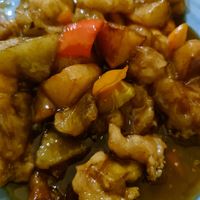 Eggplant potato and capsicum at Gong De Lin in Melbourne