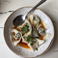 Wontons with spicy sauce   at Gong De Lin in Melbourne