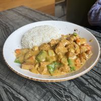 Curry Vege Chikn on Ricee  at Gong De Lin in Melbourne