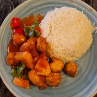 Sweet & sour pork with rice ($16.30): very nice, quite tangy at Gong De Lin in Melbourne