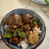 Beef in black bean (with rice)  at Gong De Lin in Melbourne