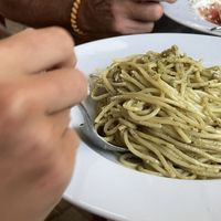 Green pesto spaghetti  at Rosemary in Skopelos