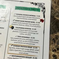 menu selections for vegan options at Sage Biscuit Cafe in Bradenton