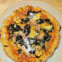 Pizza Spinat und Artischocke, hier fehlt der Feta at Nonno Glutino in Kassel