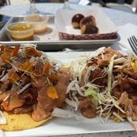 Vegan Chicken Tinga Tostadas. So flavorful and SO FILLING.  at Ballast Point - Brewery in Long Beach