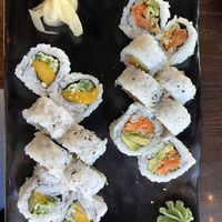 Mango and cucumber sushi & yam and avocado sushi  at Miki's Sushi  in Campbell River