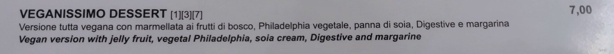 Vegan dessert at Les Arenes in Alghero