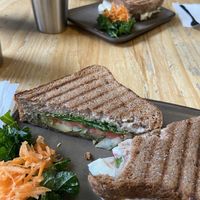 Deluxe and pesto grilled cheesee  at Superfresh Organic Cafe in Brattleboro