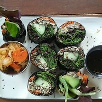 Vegan sushi with wasabi soy😄super flavorful at Superfresh Organic Cafe in Brattleboro