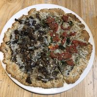 half and half pizza 12” pizza for two☺️ at Superfresh Organic Cafe in Brattleboro