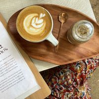 Oat mylk latte  at Mo's Cafe in Panaji