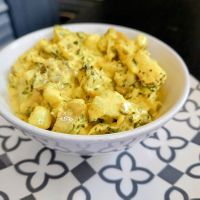 Potato salad with lots of turmeric, yum at Flatbelly Veg in Erdenheim