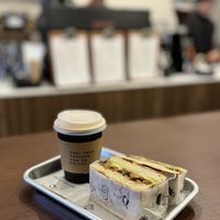 Teriyaki + latte  at Amateur Coffee & Run Club in Lima