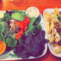 Salad and stuffed fries  at Green Bar and Kitchen in Fort Lauderdale