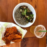 Sweet Potato Fries with Noodle Bowl at Green Bar and Kitchen in Fort Lauderdale