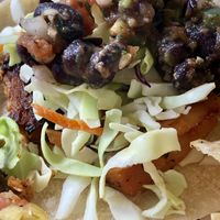 Mock Grilled Chicken Taco... topped with black beans make Tuesdays happy days. at Green Bar and Kitchen in Fort Lauderdale