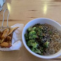 Glass noodles and fries at Green Bar and Kitchen in Fort Lauderdale