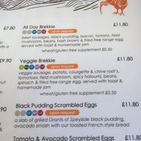 Menu at Mountain Cafe in Aviemore