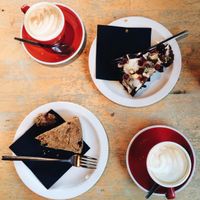 rustic homemade vegan flapjack and cake! at Mountain Cafe in Aviemore