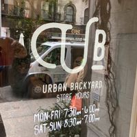 Sign in front at Urban Backyard in New York City
