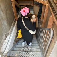 Stairs to the basement at Urban Backyard in New York City