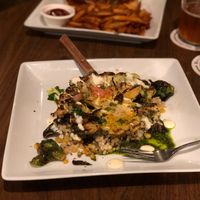 Vegan cauliflower steak special with couscous and brussels at Bauer's in Modesto