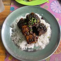 Black pepper tofu and rice  at Crying Tiger Street Kitchen in Makati