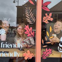 Window decorations at Sunday Coffee & Kitchen in Guisborough