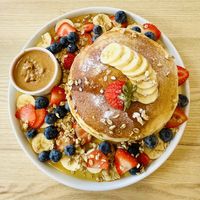 Breakfast at Sundays pancake stack   at Sunday Coffee & Kitchen in Guisborough