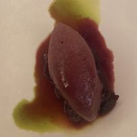 Cherry sorbet  with verbena kombucha- vegan   at Hytra in Athens