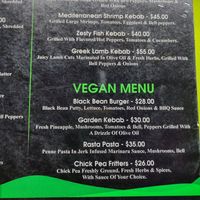 The allegedly vegan menu, but don't trust the staff, they don't understand the meaning of veganism at Moonshine SVG in Arnos Vale