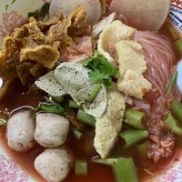 pink noodle soup  at Ruean Thong Veg Food in Hua Hin