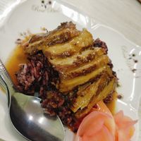 Duck over brown rice at Ruean Thong Veg Food in Hua Hin