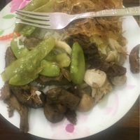 Rice, mushrooms, some vegetables, fake meat and something ( I forgot name ) 55 bath  at Ruean Thong Veg Food in Hua Hin